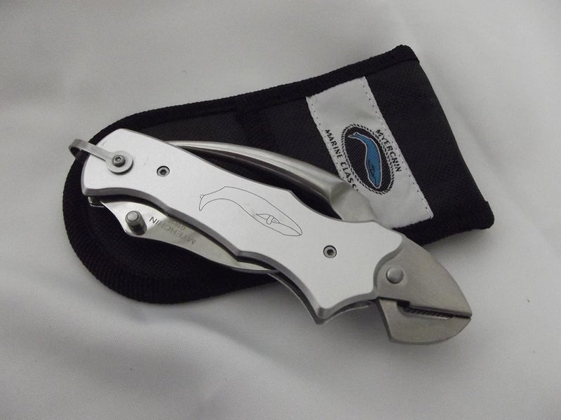 Myerchin Sailors Tool Linerlock Silver with Stainless Serrated Blade - Image 1
